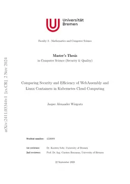 Comparing Security and Efficiency of WebAssembly and Linux Containers in
  Kubernetes Cloud Computing