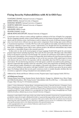 Fixing Security Vulnerabilities with AI in OSS-Fuzz