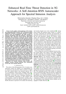 Enhanced Real-Time Threat Detection in 5G Networks: A Self-Attention RNN
  Autoencoder Approach for Spectral Intrusion Analysis