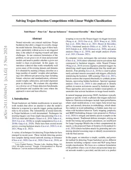 Solving Trojan Detection Competitions with Linear Weight Classification