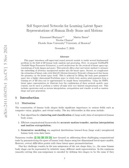 Self Supervised Networks for Learning Latent Space Representations of Human Body Scans and Motions
