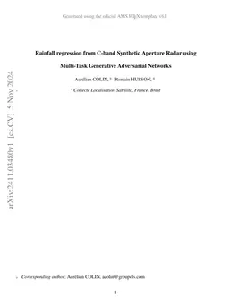 Rainfall regression from C-band Synthetic Aperture Radar using
  Multi-Task Generative Adversarial Networks
