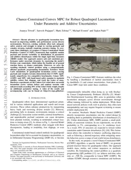 Chance-Constrained Convex MPC for Robust Quadruped Locomotion Under
  Parametric and Additive Uncertainties