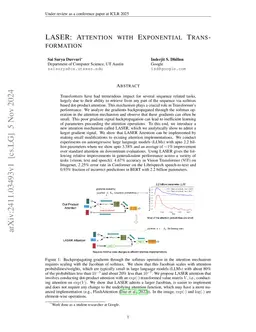 LASER: Attention with Exponential Transformation