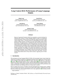 Long Context RAG Performance of Large Language Models