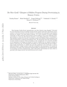 Do Mice Grok? Glimpses of Hidden Progress During Overtraining in Sensory
  Cortex