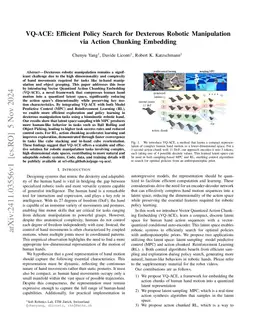 VQ-ACE: Efficient Policy Search for Dexterous Robotic Manipulation via
  Action Chunking Embedding