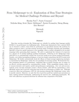 From Medprompt to o1: Exploration of Run-Time Strategies for Medical
  Challenge Problems and Beyond