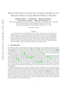 Efficient Data-Driven Leverage Score Sampling Algorithm for the Minimum
  Volume Covering Ellipsoid Problem in Big Data