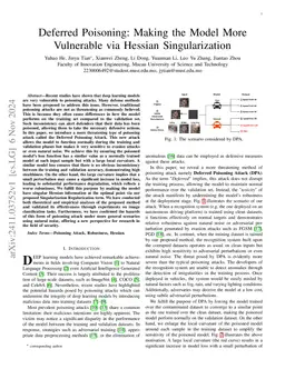 Deferred Poisoning: Making the Model More Vulnerable via Hessian Singularization
