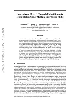 Generalize or Detect? Towards Robust Semantic Segmentation Under
  Multiple Distribution Shifts
