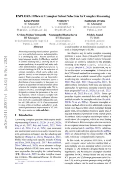 EXPLORA: Efficient Exemplar Subset Selection for Complex Reasoning