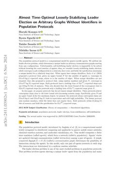 Almost Time-Optimal Loosely-Stabilizing Leader Election on Arbitrary
  Graphs Without Identifiers in Population Protocols