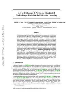 Act in Collusion: A Persistent Distributed Multi-Target Backdoor in
  Federated Learning