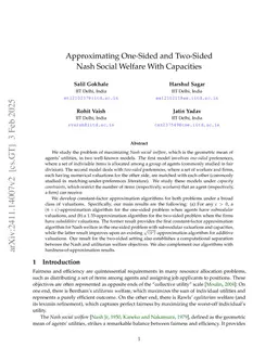 Approximating One-Sided and Two-Sided Nash Social Welfare With Capacities