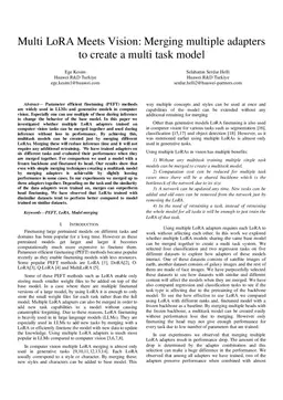Multi LoRA Meets Vision: Merging multiple adapters to create a multi
  task model