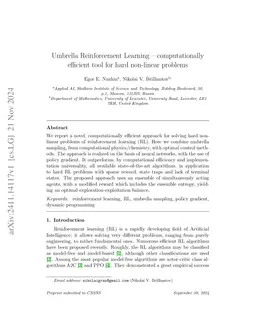 Umbrella Reinforcement Learning -- computationally efficient tool for
  hard non-linear problems