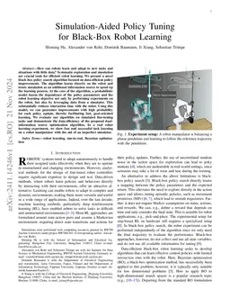 Simulation-Aided Policy Tuning for Black-Box Robot Learning