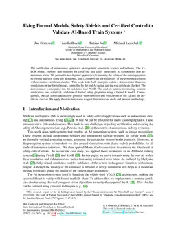 Using Formal Models, Safety Shields and Certified Control to Validate
  AI-Based Train Systems