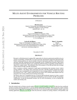 Multi-Agent Environments for Vehicle Routing Problems
