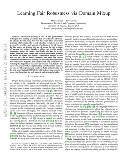 Learning Fair Robustness via Domain Mixup