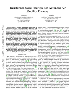 Transformer-based Heuristic for Advanced Air Mobility Planning