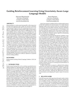 Guiding Reinforcement Learning Using Uncertainty-Aware Large Language
  Models