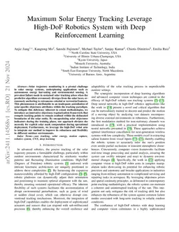 Maximum Solar Energy Tracking Leverage High-DoF Robotics System with
  Deep Reinforcement Learning