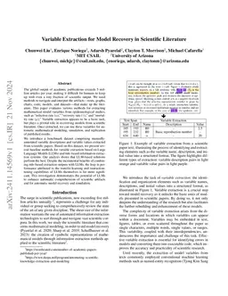 Variable Extraction for Model Recovery in Scientific Literature