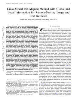 Cross-Modal Pre-Aligned Method with Global and Local Information for
  Remote-Sensing Image and Text Retrieval