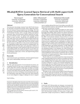 IRLab@iKAT24: Learned Sparse Retrieval with Multi-aspect LLM Query
  Generation for Conversational Search