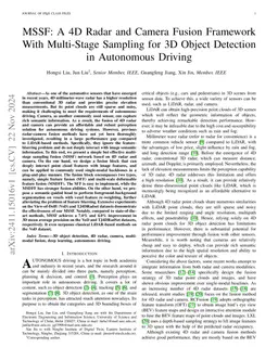 MSSF: A 4D Radar and Camera Fusion Framework With Multi-Stage Sampling for 3D Object Detection in Autonomous Driving