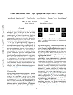 Neural 4D Evolution under Large Topological Changes from 2D Images