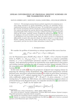 Linear convergence of proximal descent schemes on the Wasserstein space