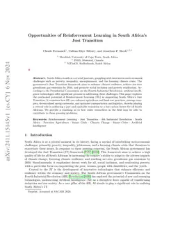Opportunities of Reinforcement Learning in South Africa's Just
  Transition