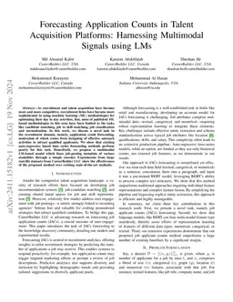 Forecasting Application Counts in Talent Acquisition Platforms:
  Harnessing Multimodal Signals using LMs