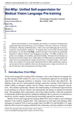 Uni-Mlip: Unified Self-supervision for Medical Vision Language
  Pre-training