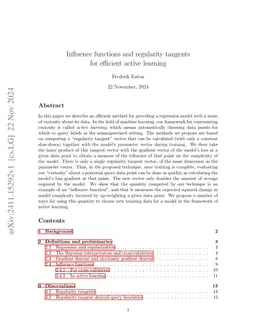 Influence functions and regularity tangents for efficient active learning