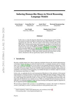 Inducing Human-like Biases in Moral Reasoning Language Models
