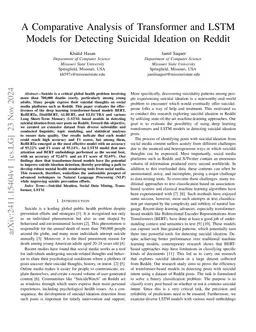 A Comparative Analysis of Transformer and LSTM Models for Detecting
  Suicidal Ideation on Reddit