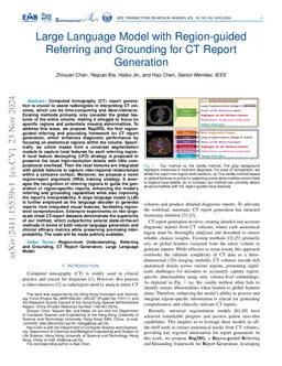 Large Language Model with Region-guided Referring and Grounding for CT Report Generation
