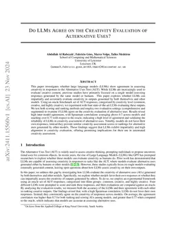 Do LLMs Agree on the Creativity Evaluation of Alternative Uses?