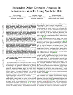 Enhancing Object Detection Accuracy in Autonomous Vehicles Using
  Synthetic Data
