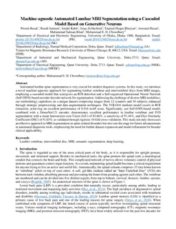 Machine-agnostic Automated Lumbar MRI Segmentation using a Cascaded
  Model Based on Generative Neurons