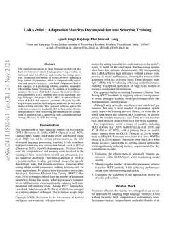LoRA-Mini : Adaptation Matrices Decomposition and Selective Training