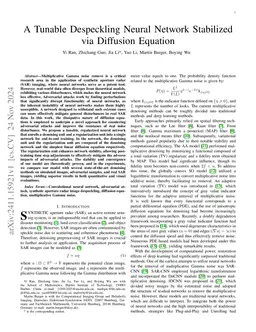 A Tunable Despeckling Neural Network Stabilized via Diffusion Equation
