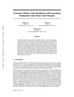Customer Lifetime Value Prediction with Uncertainty Estimation Using
  Monte Carlo Dropout