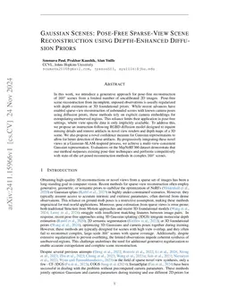 Gaussian Scenes: Pose-Free Sparse-View Scene Reconstruction using Depth-Enhanced Diffusion Priors
