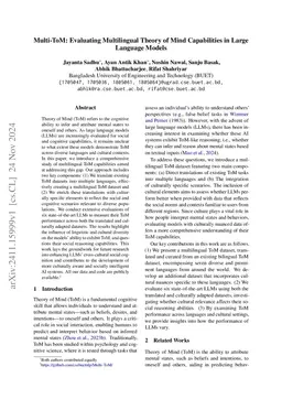 Multi-ToM: Evaluating Multilingual Theory of Mind Capabilities in Large
  Language Models