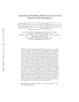 Agent-Based Modelling Meets Generative AI in Social Network Simulations